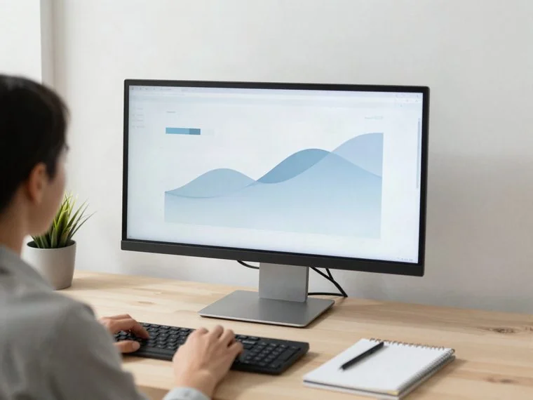Un écran affichant des formes analytiques abstraites, sans données lisibles.